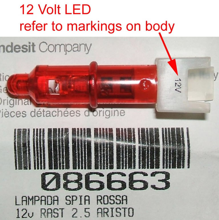 Сетевая красная сигнальная лампочка стиральной машины INDESIT 12V RAST 2.5 ARISTON