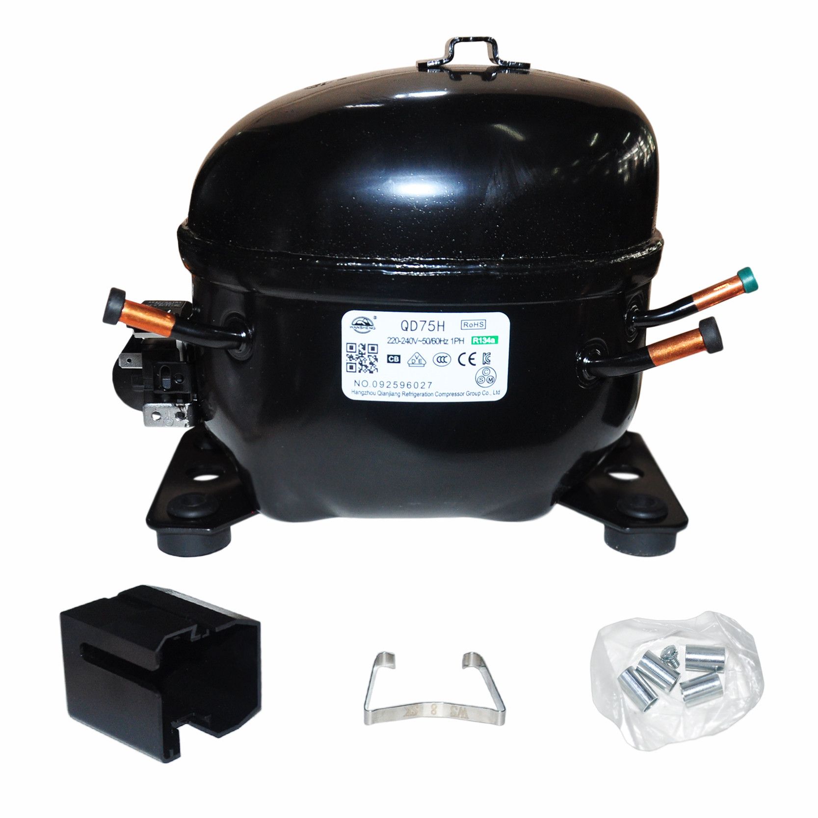 Компрессор Wansheng QD75H R134a 180Вт Китай (в инд.уп.) аналог GVM66 Компрессор Wansheng QD75H R134a 180Вт Китай (в инд.уп.) аналог GVM66